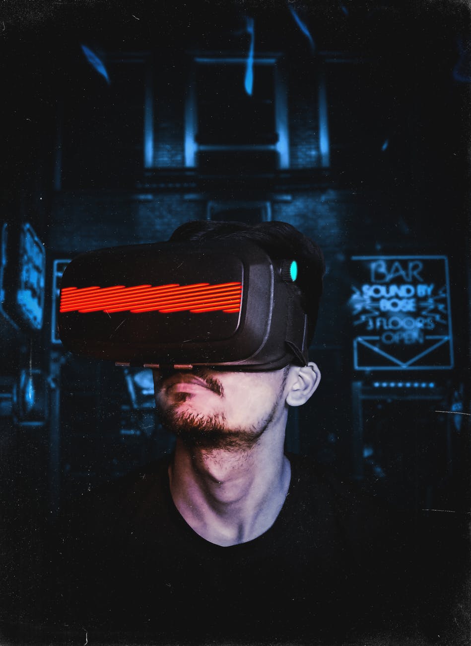 man wearing vr goggles