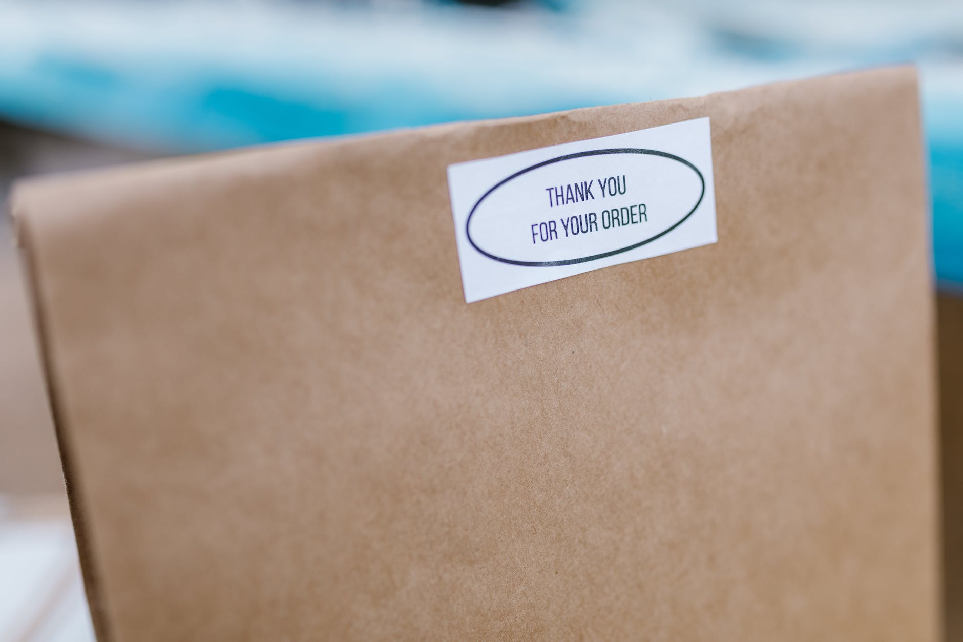 a paper bag with a sticker
